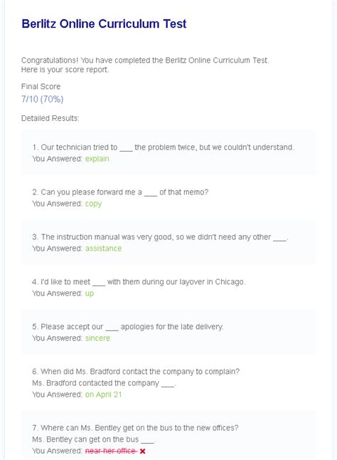 berlitz test|berlitz sample questions.